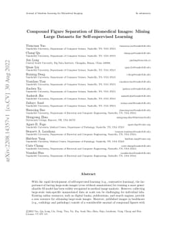 Compound Figure Separation of Biomedical Images: Mining Large Datasets
  for Self-supervised Learning