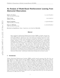 An Analysis of Model-Based Reinforcement Learning From Abstracted
  Observations