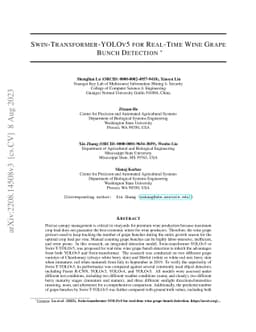 Swin-transformer-yolov5 For Real-time Wine Grape Bunch Detection