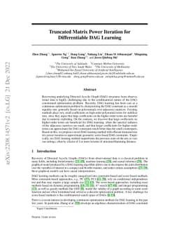 Truncated Matrix Power Iteration for Differentiable DAG Learning