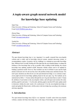 A topic-aware graph neural network model for knowledge base updating