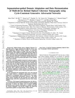 Segmentation-guided Domain Adaptation and Data Harmonization of
  Multi-device Retinal Optical Coherence Tomography using Cycle-Consistent
  Generative Adversarial Networks