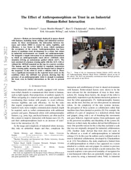 The Effect of Anthropomorphism on Trust in an Industrial Human-Robot
  Interaction