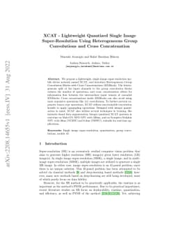 XCAT -- Lightweight Quantized Single Image Super-Resolution using
  Heterogeneous Group Convolutions and Cross Concatenation