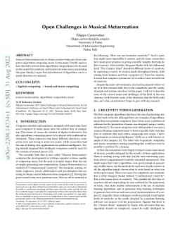 Open Challenges in Musical Metacreation