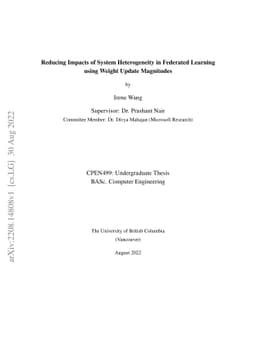 Reducing Impacts of System Heterogeneity in Federated Learning using
  Weight Update Magnitudes