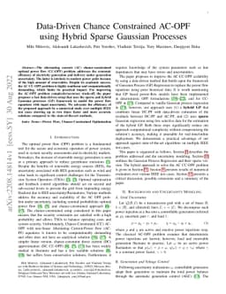 Data-Driven Chance Constrained AC-OPF using Hybrid Sparse Gaussian
  Processes