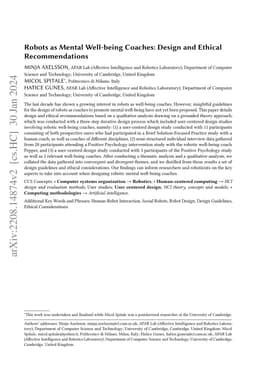 Robots as Mental Well-being Coaches: Design and Ethical Recommendations