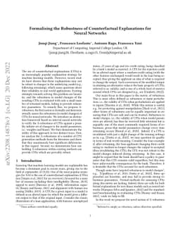 Formalising the Robustness of Counterfactual Explanations for Neural
  Networks
