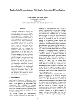 Tradeoffs in Resampling and Filtering for Imbalanced Classification