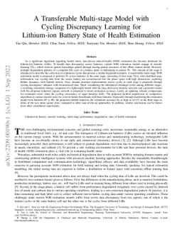 A Transferable Multi-stage Model with Cycling Discrepancy Learning for
  Lithium-ion Battery State of Health Estimation