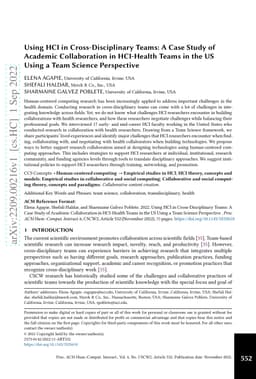 Using HCI in Cross-Disciplinary Teams: A Case Study of Academic
  Collaboration in HCI-Health Teams in the US Using a Team Science Perspective