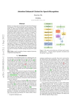 Attention Enhanced Citrinet for Speech Recognition