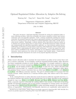 Optimal Regularized Online Allocation by Adaptive Re-Solving