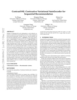 ContrastVAE: Contrastive Variational AutoEncoder for Sequential
  Recommendation
