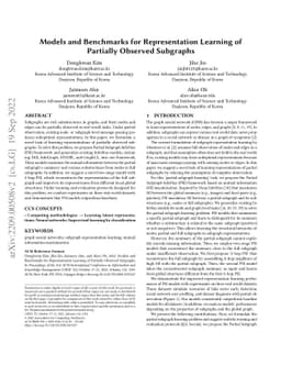 Models and Benchmarks for Representation Learning of Partially Observed
  Subgraphs