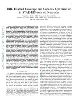 DRL Enabled Coverage and Capacity Optimization in STAR-RIS Assisted
  Networks