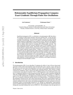 Holomorphic Equilibrium Propagation Computes Exact Gradients Through
  Finite Size Oscillations