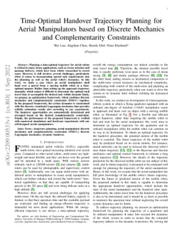 Time-Optimal Handover Trajectory Planning for Aerial Manipulators based
  on Discrete Mechanics and Complementarity Constraints