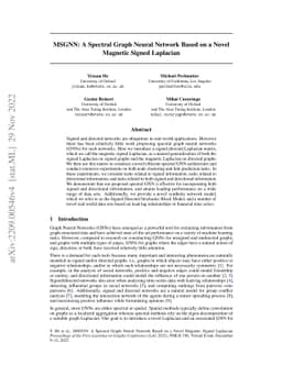 MSGNN: A Spectral Graph Neural Network Based on a Novel Magnetic Signed
  Laplacian