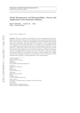 Model Transparency and Interpretability : Survey and Application to the
  Insurance Industry