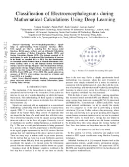 Classification of Electroencephalograms during Mathematical Calculations
  Using Deep Learning