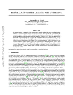 Temporal Contrastive Learning with Curriculum