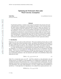 Optimizing the Performative Risk under Weak Convexity Assumptions