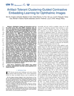 Artifact-Tolerant Clustering-Guided Contrastive Embedding Learning for
  Ophthalmic Images