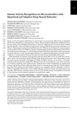 Human Activity Recognition on Microcontrollers with Quantized and
  Adaptive Deep Neural Networks