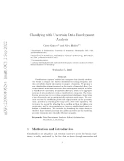 Classifying with Uncertain Data Envelopment Analysis