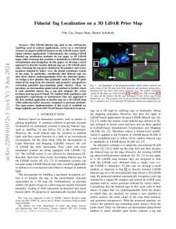 Fiducial Tag Localization on a 3D LiDAR Prior Map