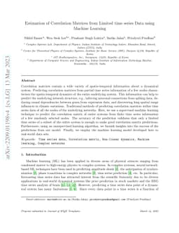Estimation of Correlation Matrices from Limited time series Data using
  Machine Learning