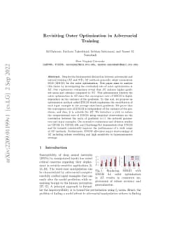 Revisiting Outer Optimization in Adversarial Training