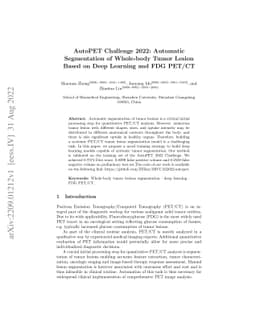 AutoPET Challenge 2022: Automatic Segmentation of Whole-body Tumor
  Lesion Based on Deep Learning and FDG PET/CT