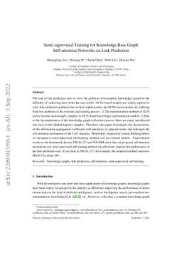 Semi-supervised Training for Knowledge Base Graph Self-attention
  Networks on Link Prediction