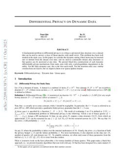 Differential Privacy on Dynamic Data