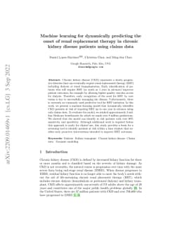 Machine learning for dynamically predicting the onset of renal
  replacement therapy in chronic kidney disease patients using claims data