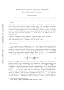The Gaussian product inequality conjecture for multinomial covariances