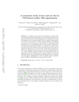 A systematic study of race and sex bias in CNN-based cardiac MR
  segmentation