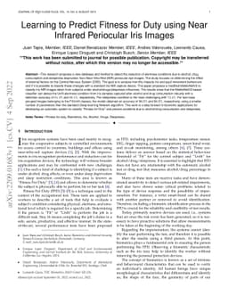 Learning to Predict Fitness for Duty using Near Infrared Periocular Iris
  Images