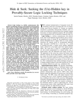 Hide & Seek: Seeking the (Un)-Hidden key in Provably-Secure Logic
  Locking Techniques