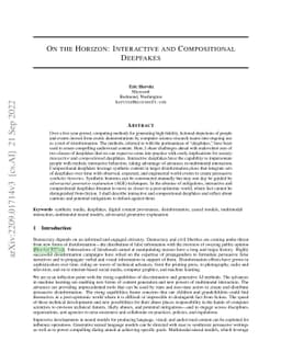 On the Horizon: Interactive and Compositional Deepfakes