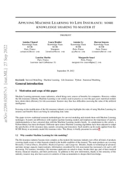 Applying Machine Learning to Life Insurance: some knowledge sharing to
  master it