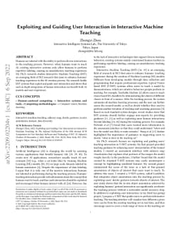 Exploiting and Guiding User Interaction in Interactive Machine Teaching
