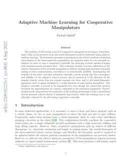 Adaptive Machine Learning for Cooperative Manipulators