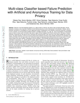 Multi-class Classifier based Failure Prediction with Artificial and
  Anonymous Training for Data Privacy