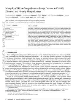 MangoLeafBD: A Comprehensive Image Dataset to Classify Diseased and
  Healthy Mango Leaves