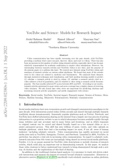 YouTube and Science: Models for Research Impact