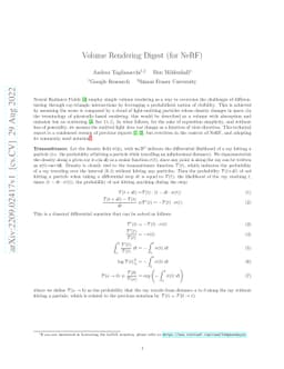 Volume Rendering Digest (for NeRF)